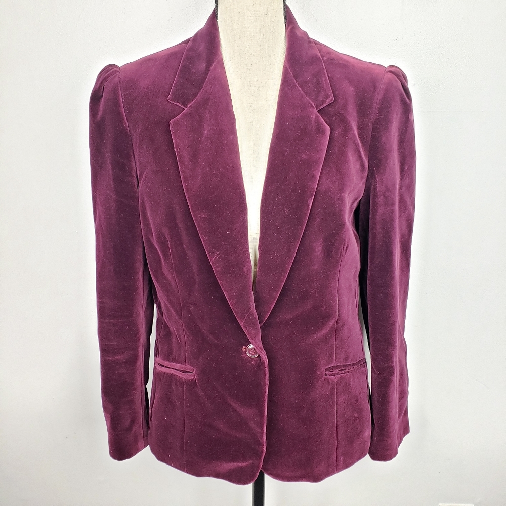 Vintage Personal Raspberry Velvet Blazer Smoking Jacket 12